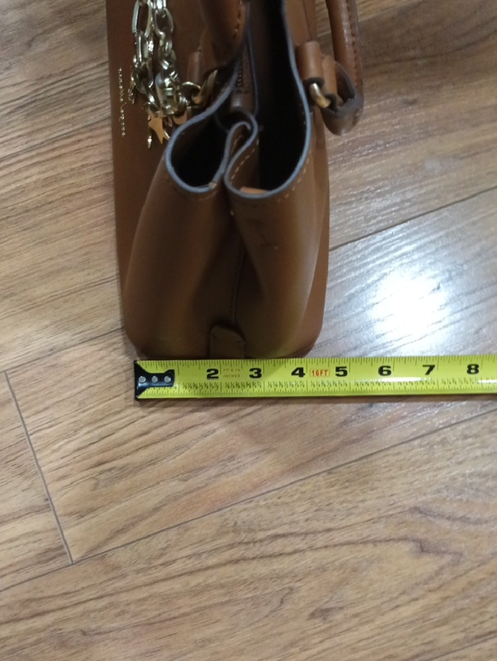 Nanette Lepore Brown Satchel with Gold Charm Chain - Picture 8 of 12